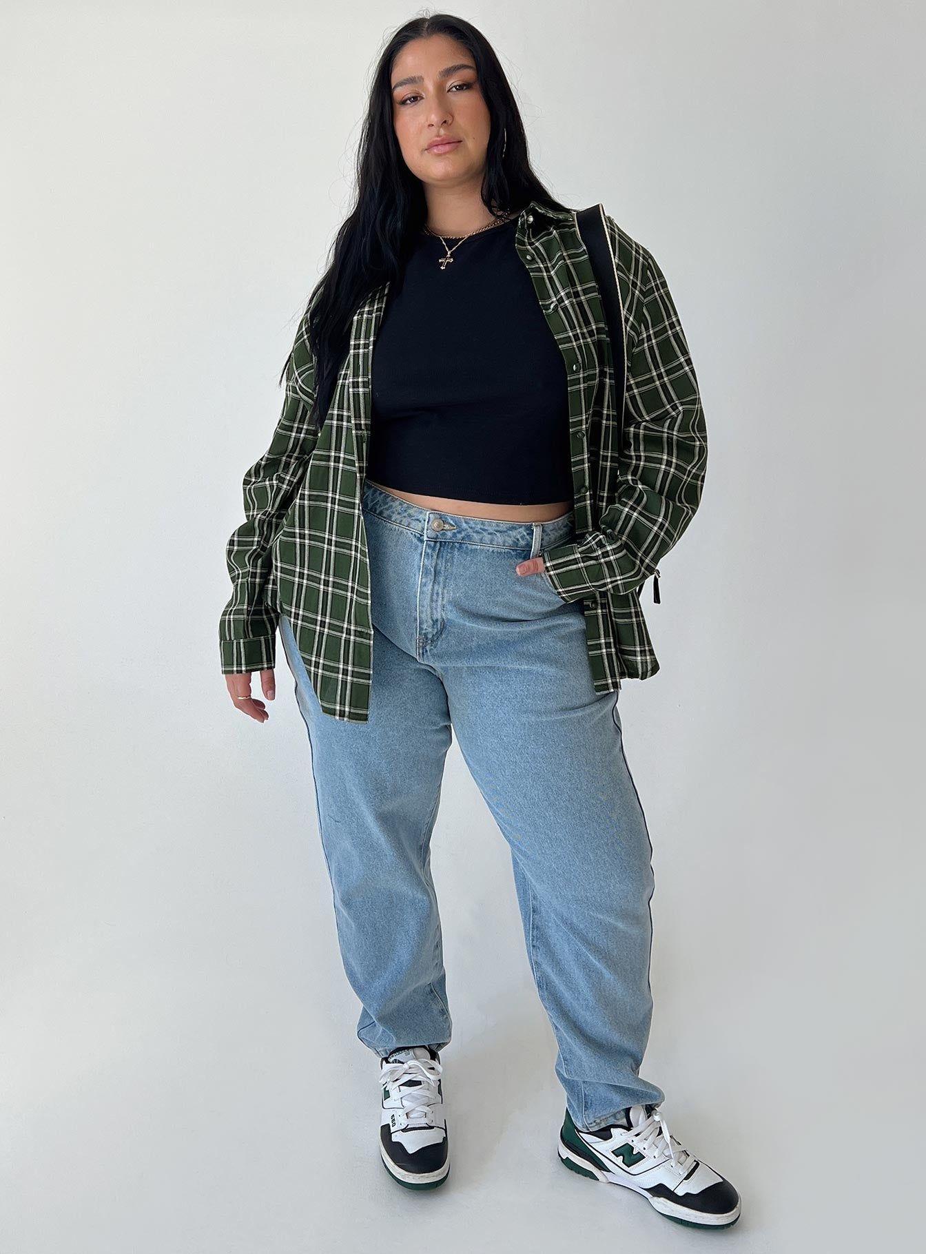 Nora Shirt Forest Green Curve sold by Princess Polly