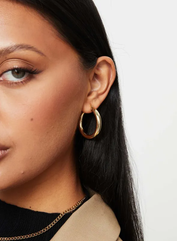 Drysdale Gold Plated Hoop Earrings Gold sold by Princess Polly