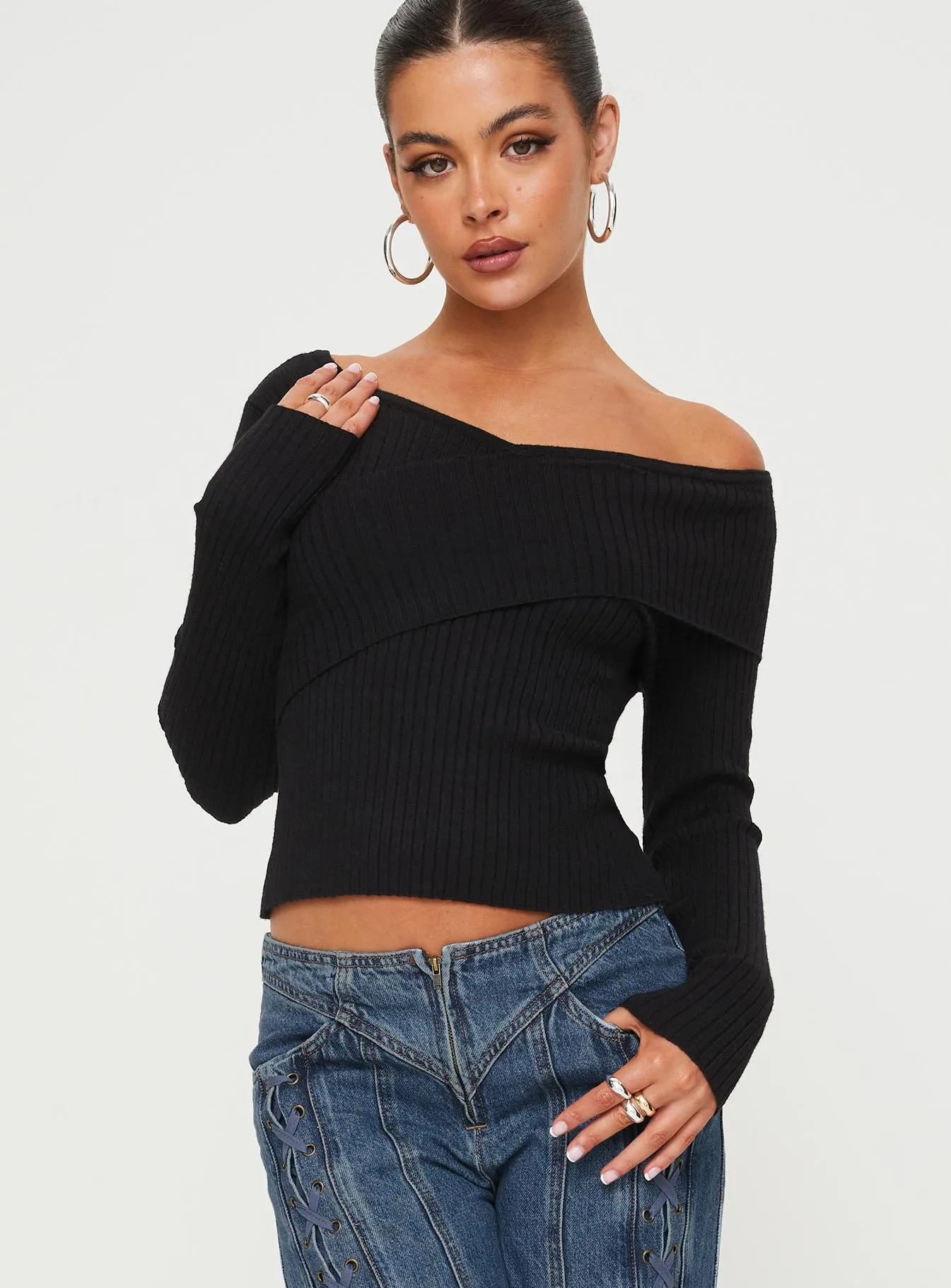 Nolia Long Sleeve Top Black sold by Princess Polly