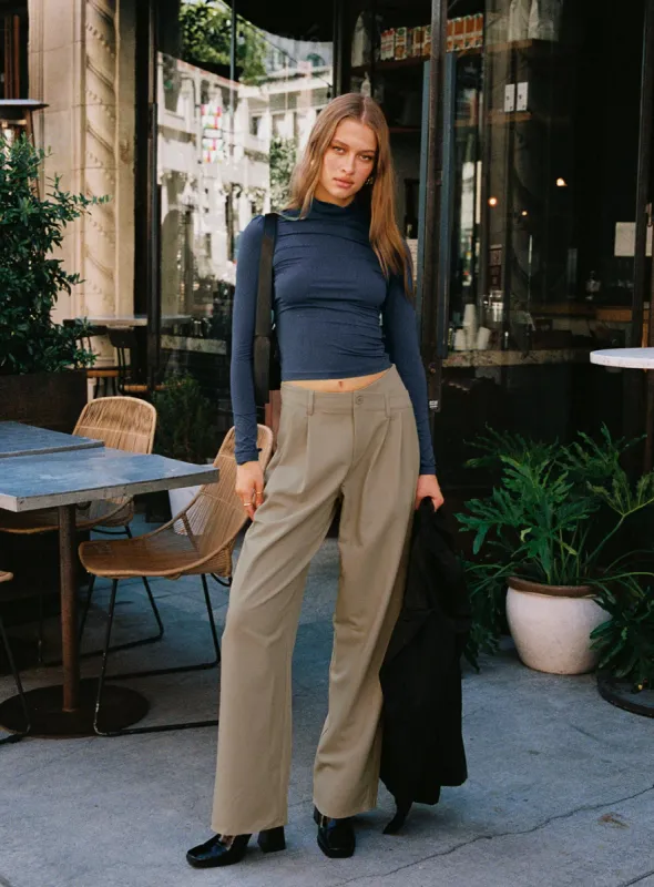Caley Asymmetric Waistband Pants Beige sold by Princess Polly