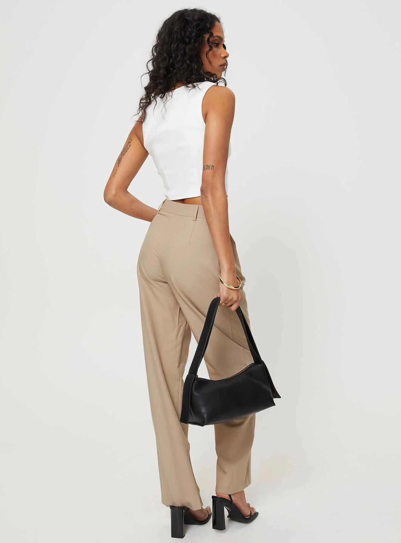 Caley Asymmetric Waistband Pants Beige sold by Princess Polly product image thumbnail 5