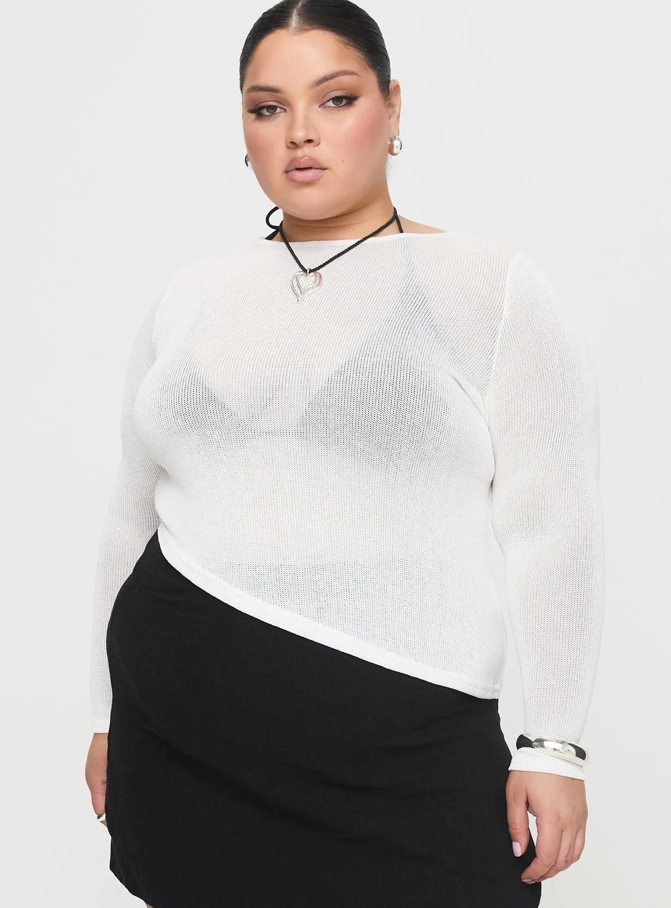 Pratt Long Sleeve Top White Curve sold by Princess Polly product image thumbnail 2