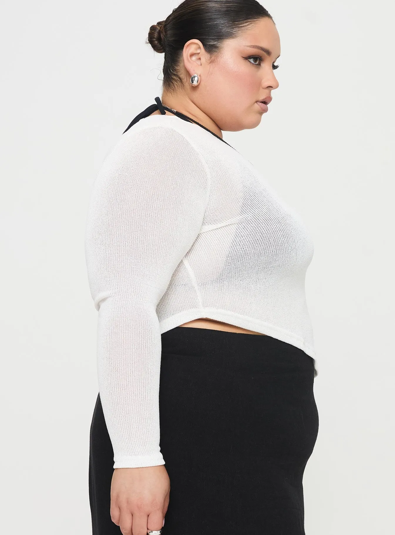 Pratt Long Sleeve Top White Curve sold by Princess Polly product image thumbnail 4