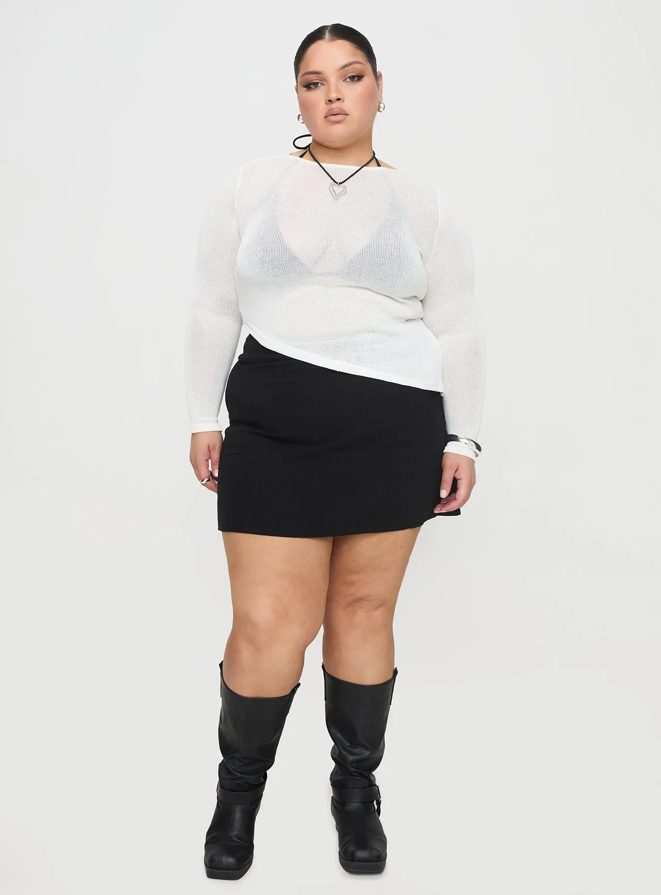 Pratt Long Sleeve Top White Curve sold by Princess Polly product image thumbnail 3