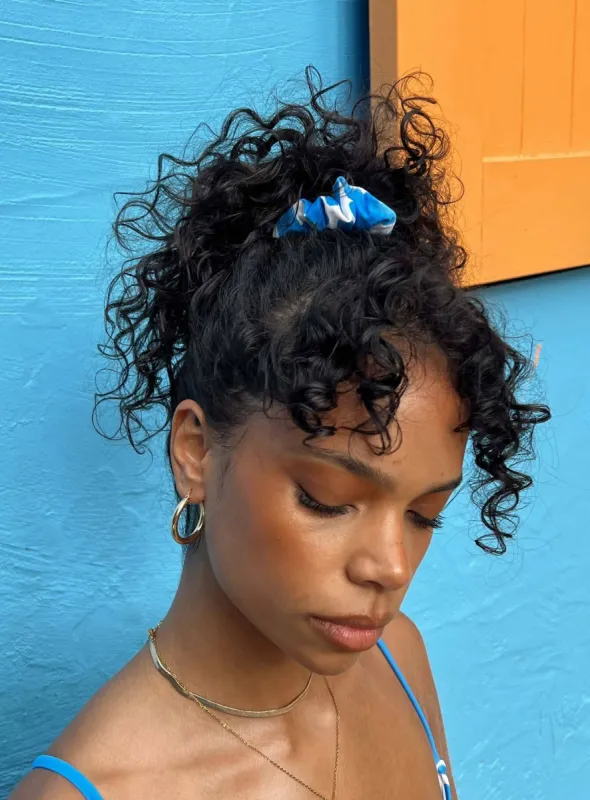 Janey Scrunchie Blue / White sold by Princess Polly