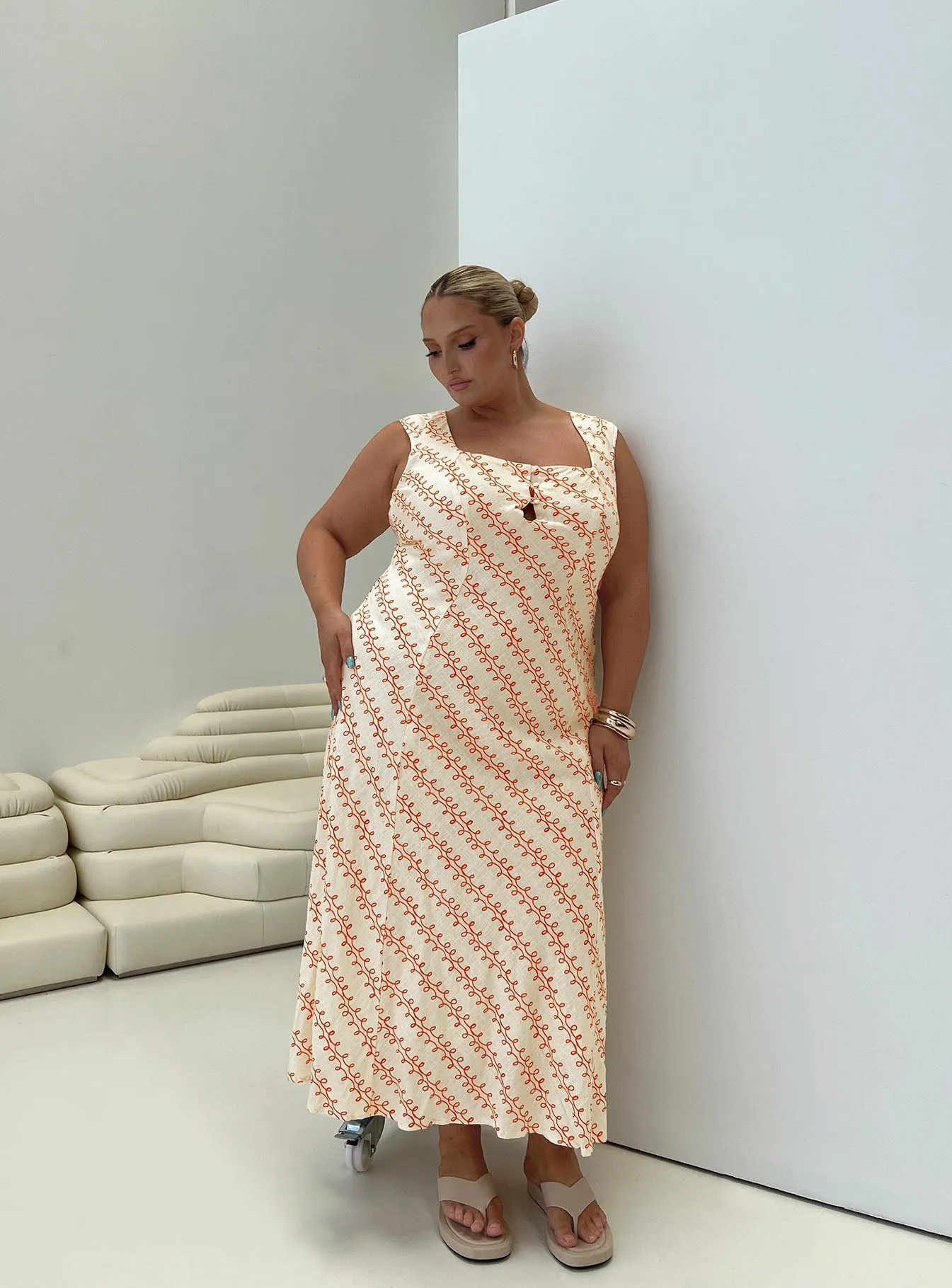 Chosen Girl Linen Blend Maxi Dress Multi Curve sold by Princess Polly