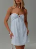 Rosenberg Strapless Mini Dress Blue sold by Princess Polly