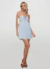 Rosenberg Strapless Mini Dress Blue sold by Princess Polly