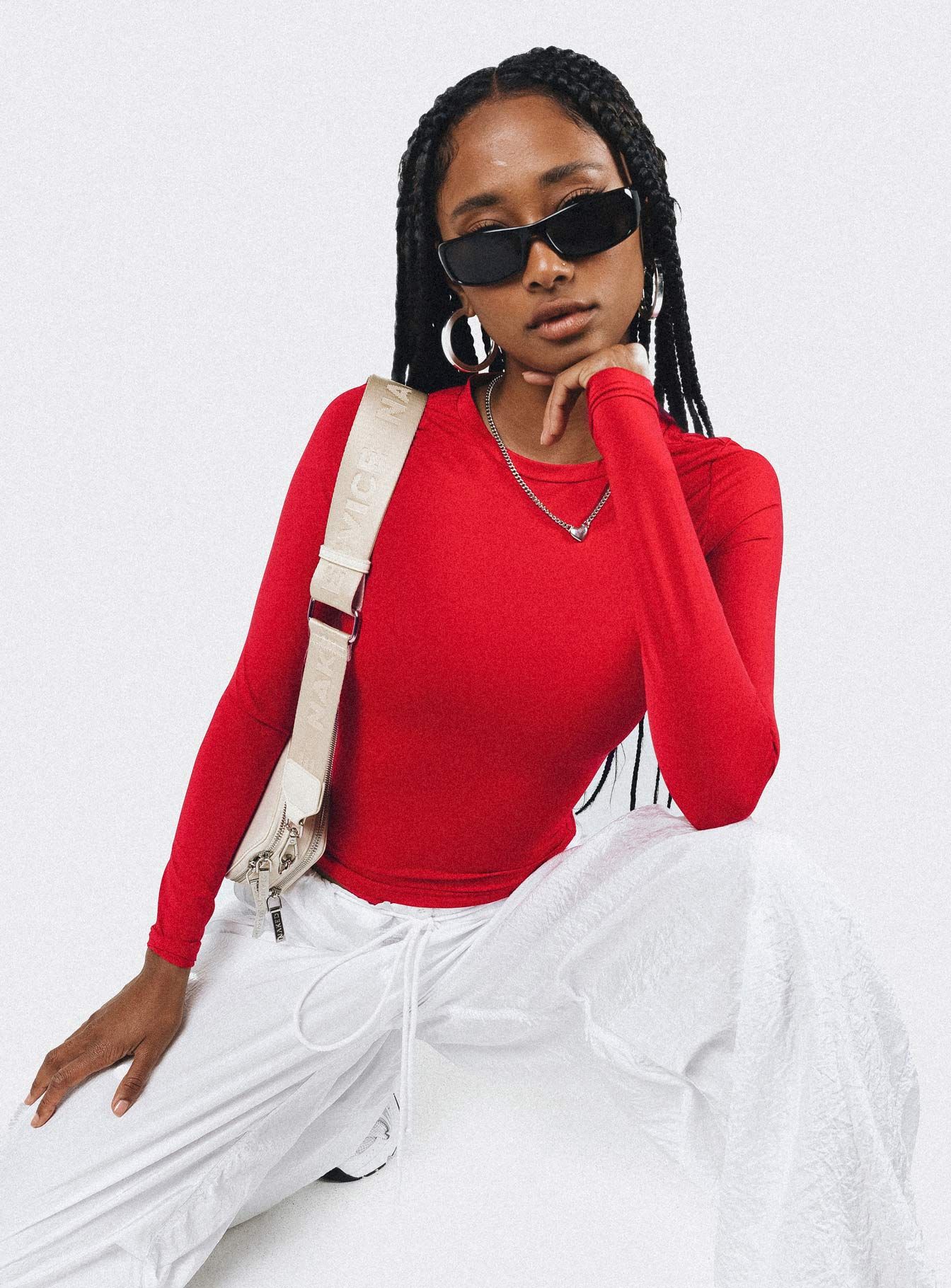 Arnim Long Sleeve Top Red sold by Princess Polly