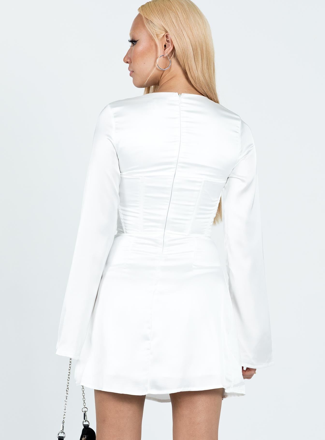Gael Long Sleeve Mini Dress White sold by Princess Polly product image thumbnail 5
