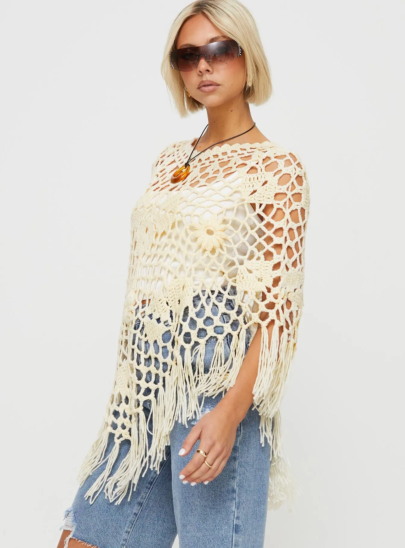 Joanes Crochet Poncho Beige sold by Princess Polly product image thumbnail 4