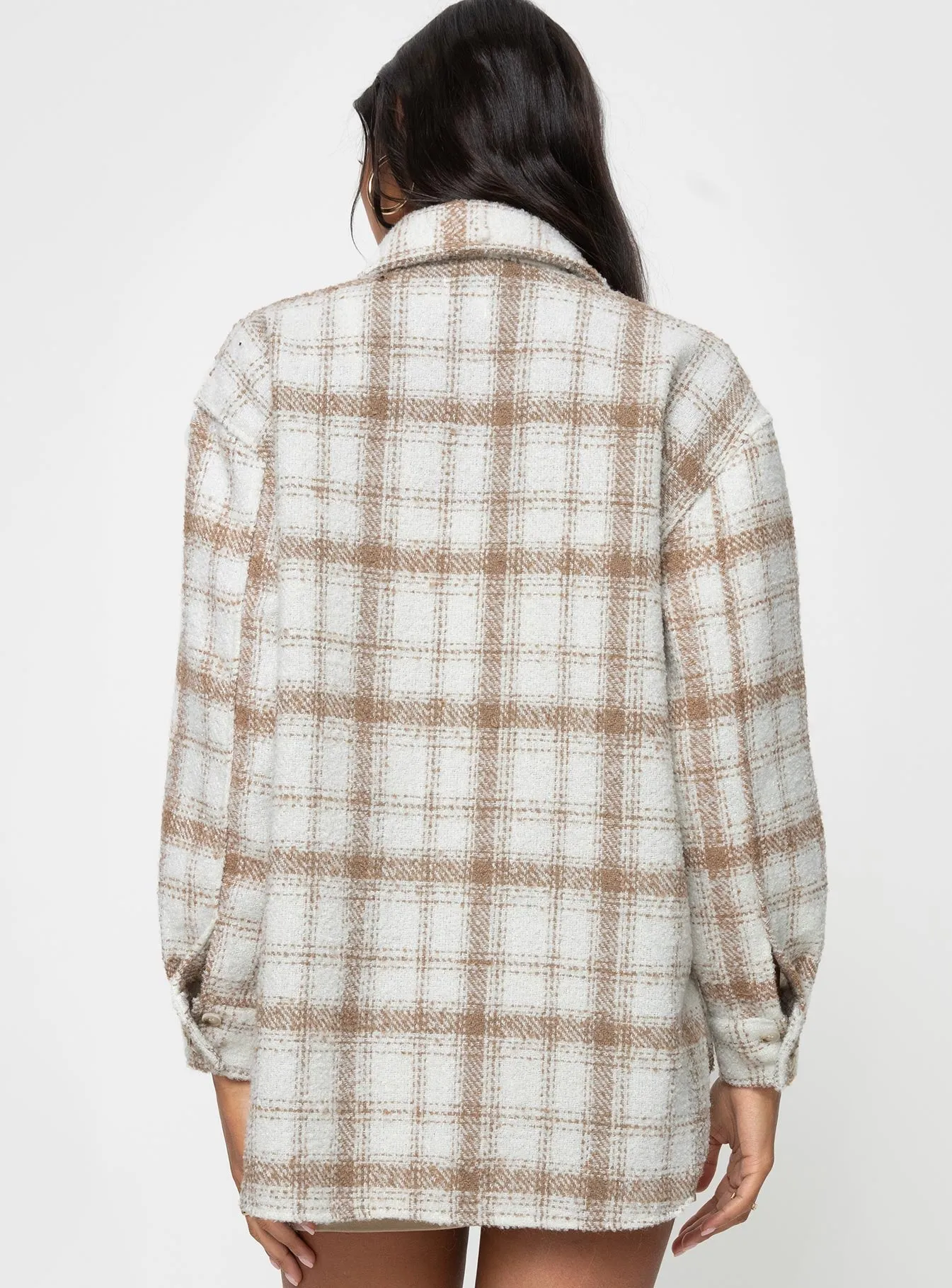 Tenelle Oversized Shacket Beige Plaid sold by Princess Polly product image thumbnail 5