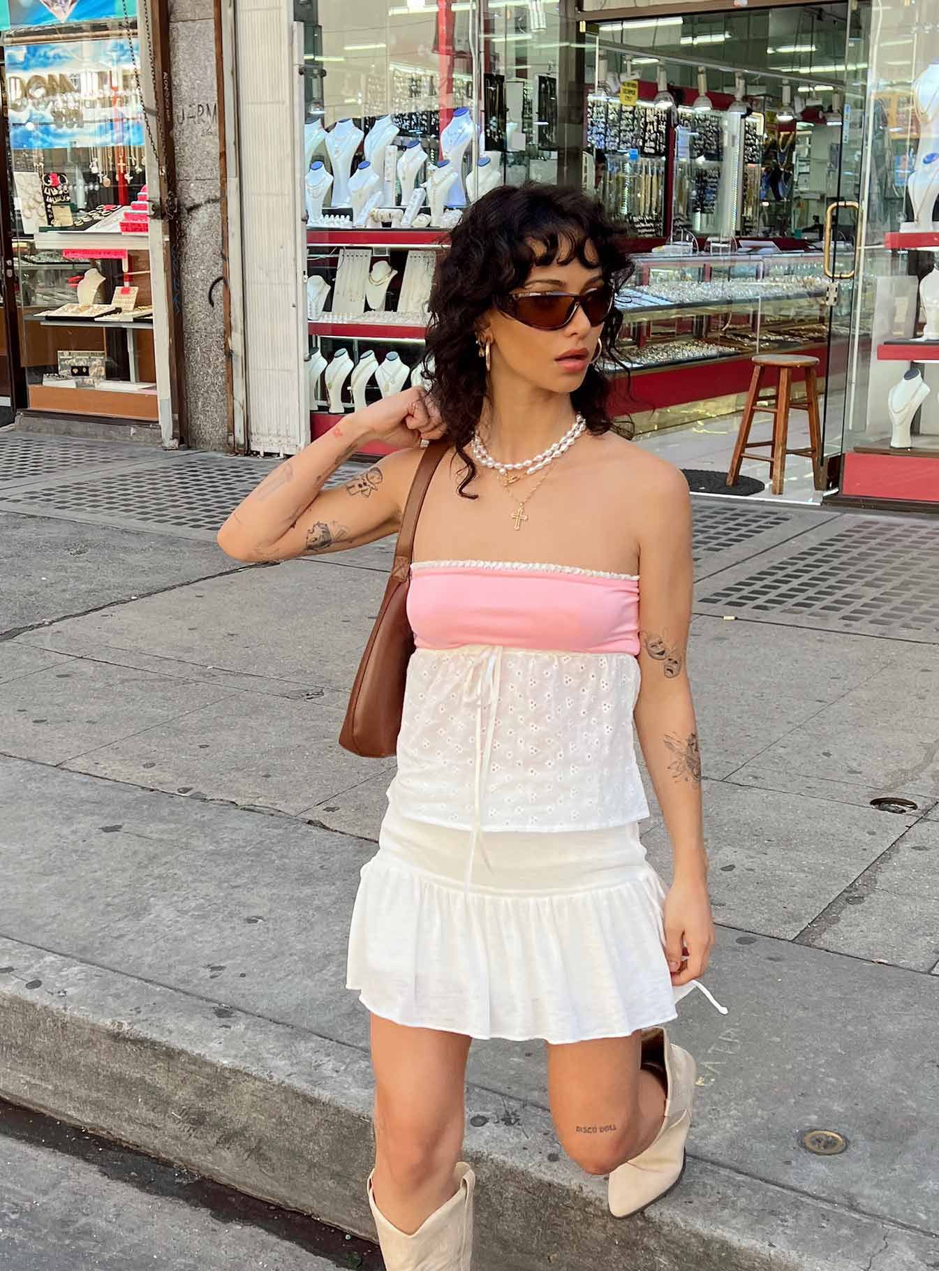 Mid Morning Mini Skirt Ivory sold by Princess Polly