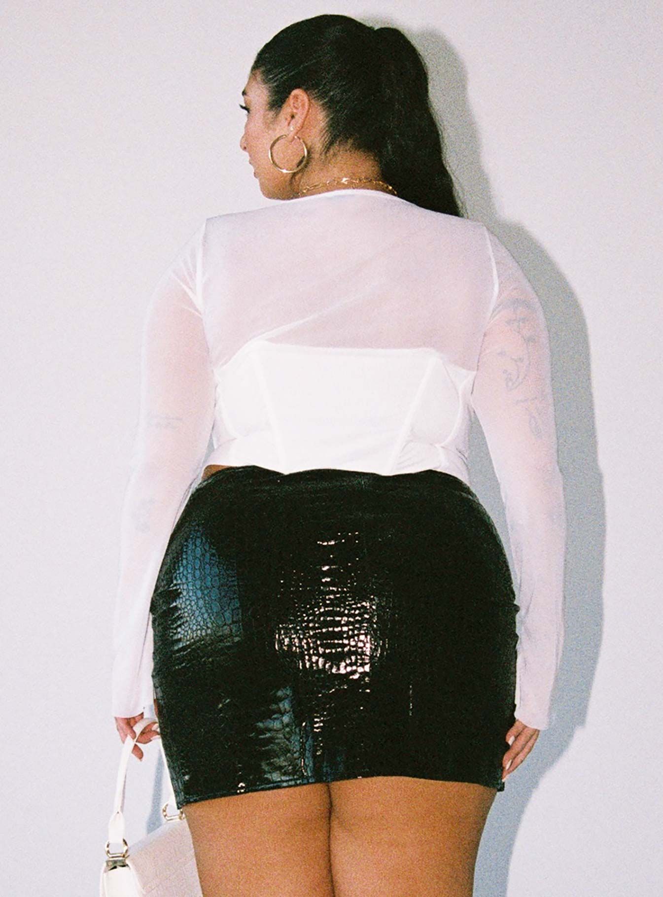 Leila Mini Skirt Black Croc Curve sold by Princess Polly product image thumbnail 4