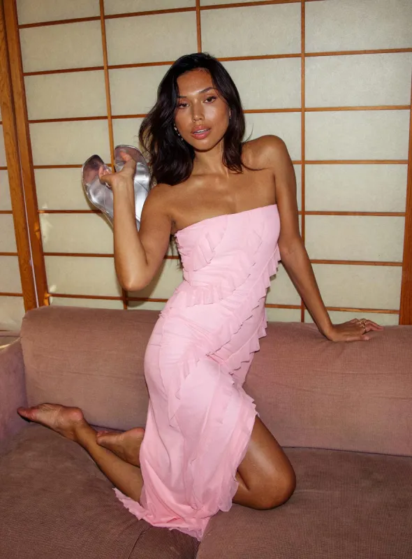 Bullard Strapless Midi Dress Pink sold by Princess Polly