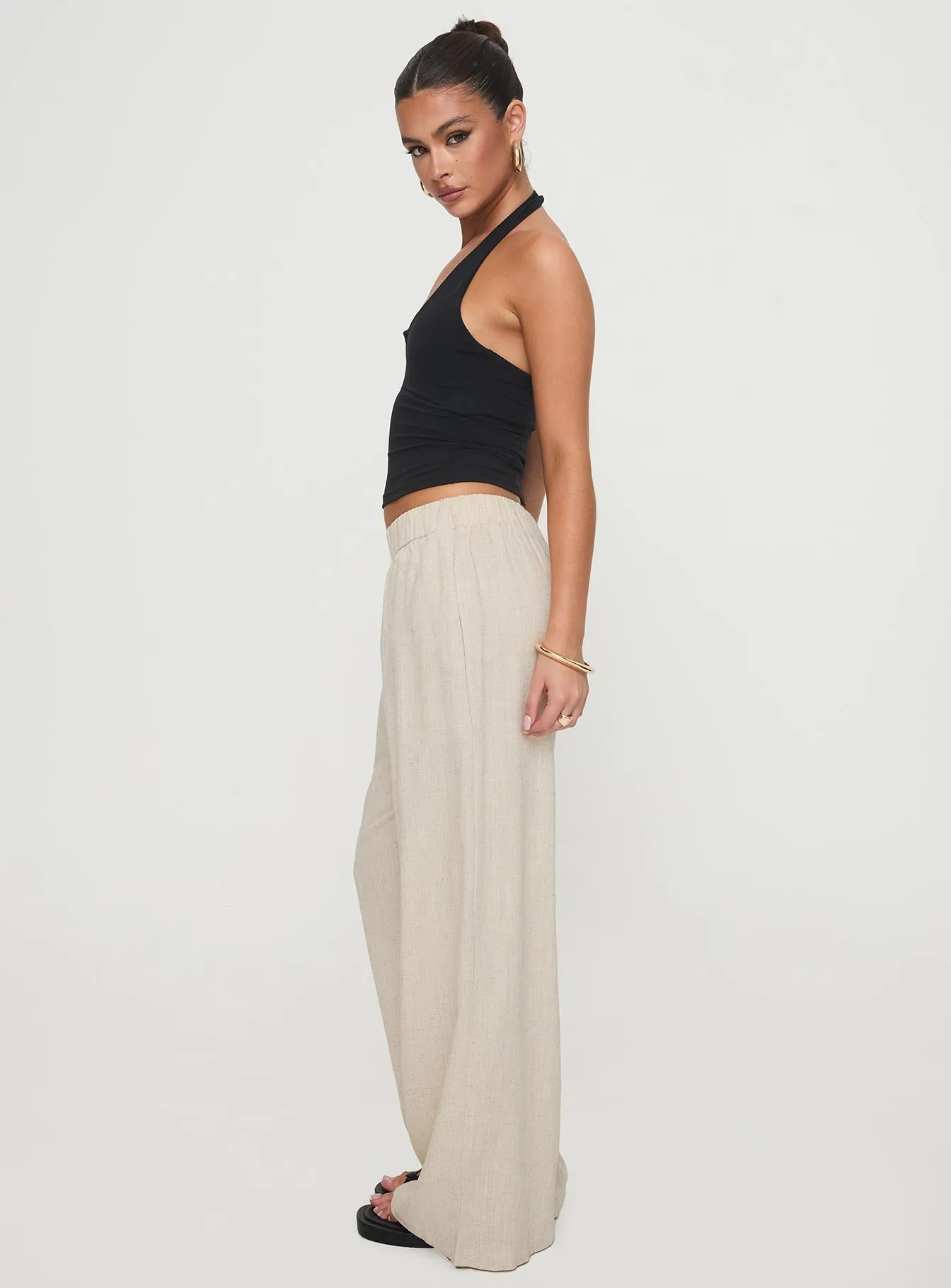 Pellegrini Linen Wide Leg Pants Natural sold by Princess Polly product image thumbnail 3