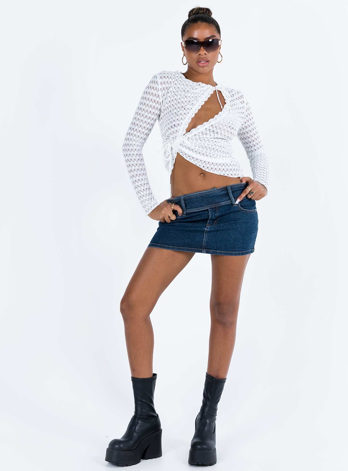 Brinkman Mini Skirt Dark Wash Denim sold by Princess Polly product image thumbnail 4