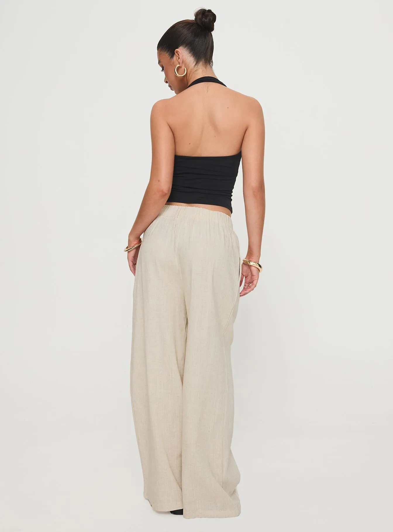 Pellegrini Linen Wide Leg Pants Natural sold by Princess Polly product image thumbnail 4