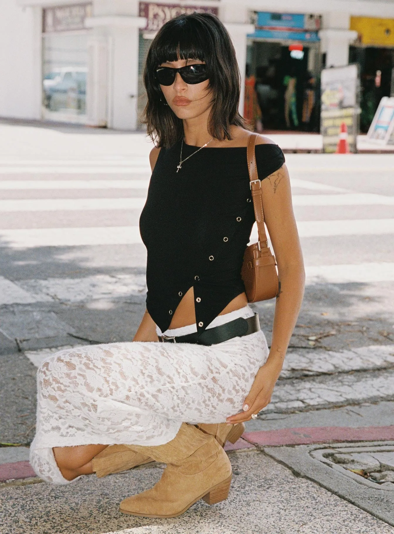 Karre Off The Shoulder Top Black sold by Princess Polly