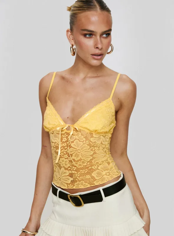 Manski Lace Top Yellow sold by Princess Polly