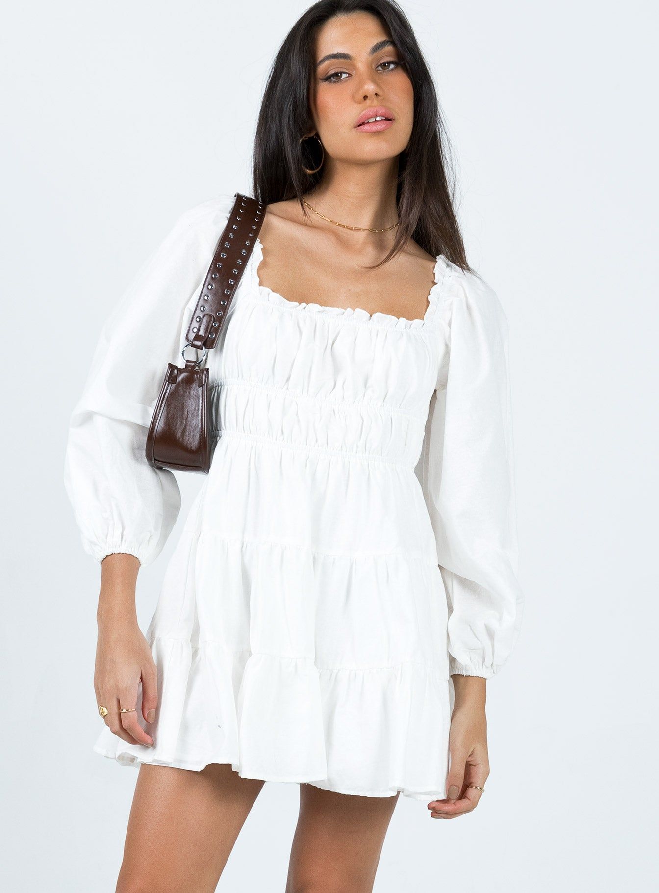 Ceara Long Sleeve Mini Dress White sold by Princess Polly product image thumbnail 2