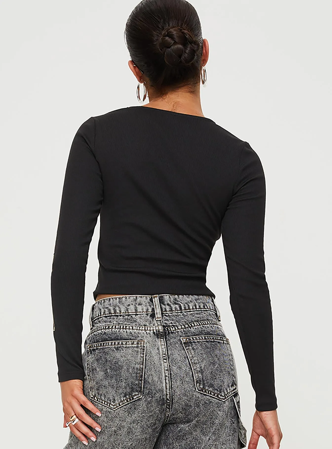 Larva 02 Long Sleeve Top Black sold by Princess Polly product image thumbnail 5