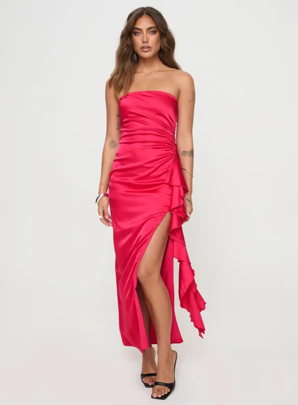 Callita Strapless Maxi Dress Red sold by Princess Polly