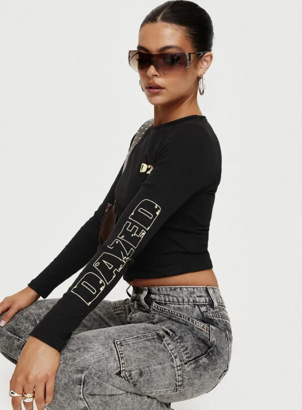 Larva 02 Long Sleeve Top Black made by Princess Polly