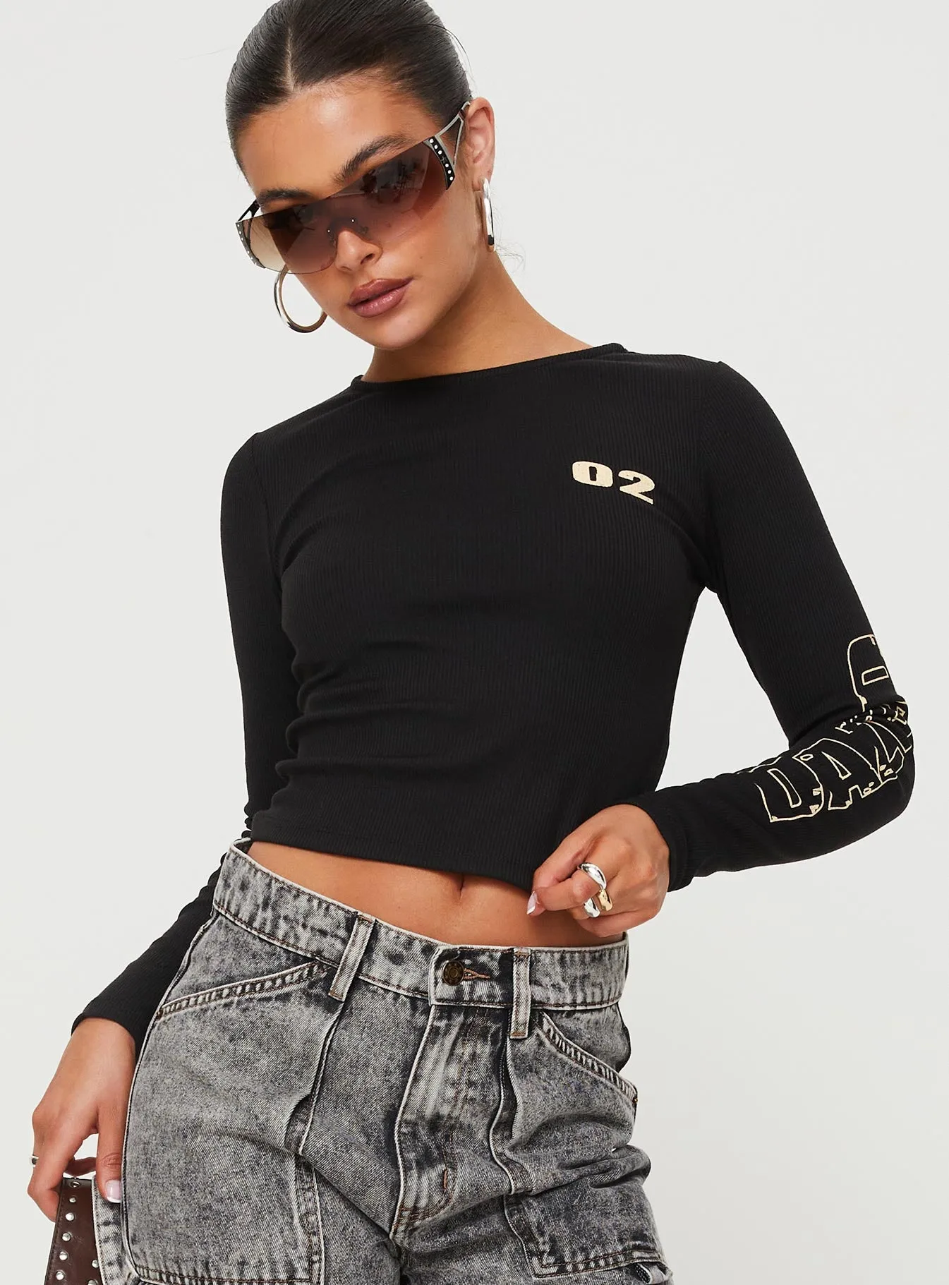 Larva 02 Long Sleeve Top Black sold by Princess Polly product image thumbnail 2