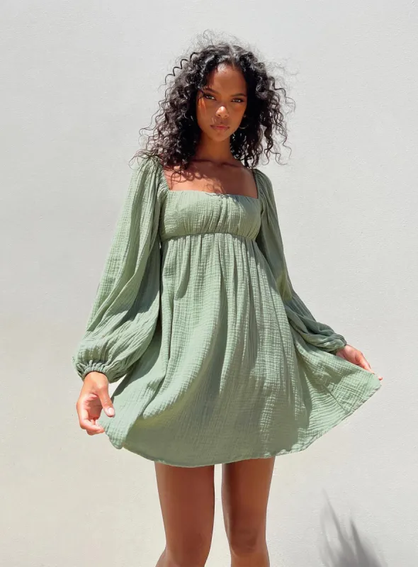 Let's Dance Long Sleeve Mini Dress Sage sold by Princess Polly