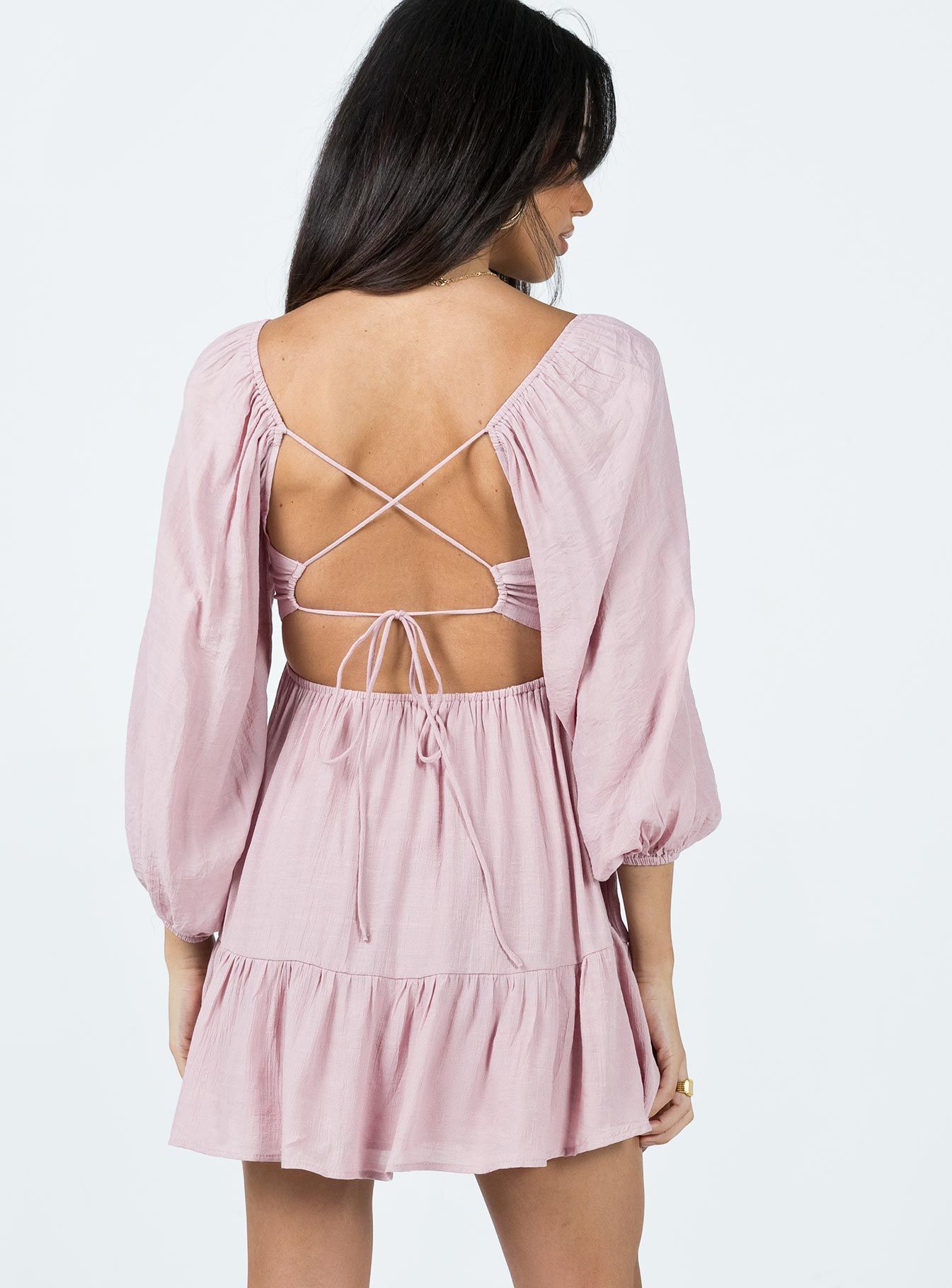 Ethan Long Sleeve Mini Dress Pink sold by Princess Polly product image thumbnail 4