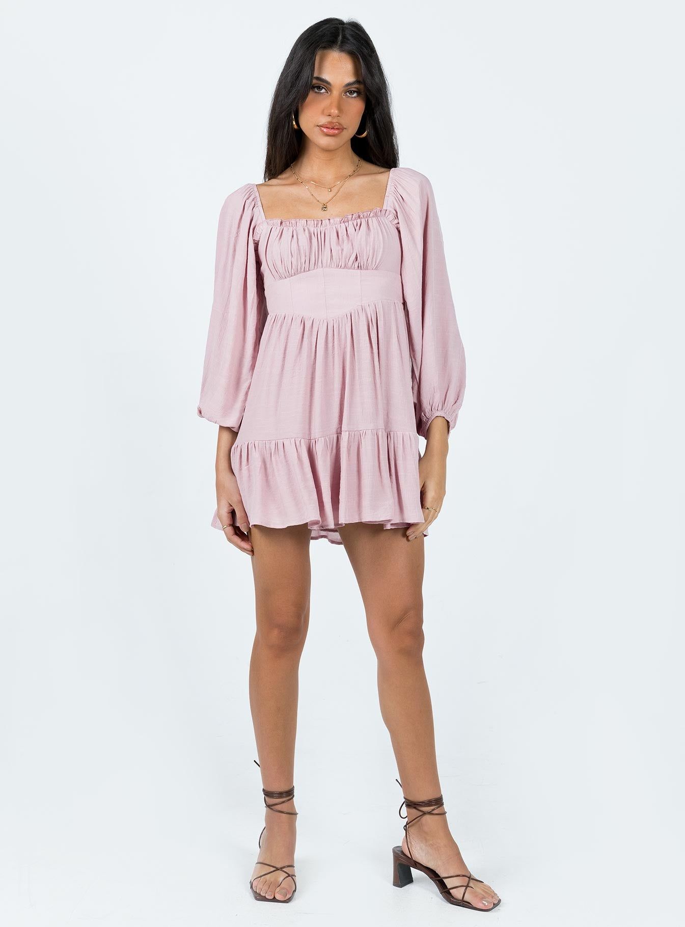 Ethan Long Sleeve Mini Dress Pink sold by Princess Polly product image thumbnail 2