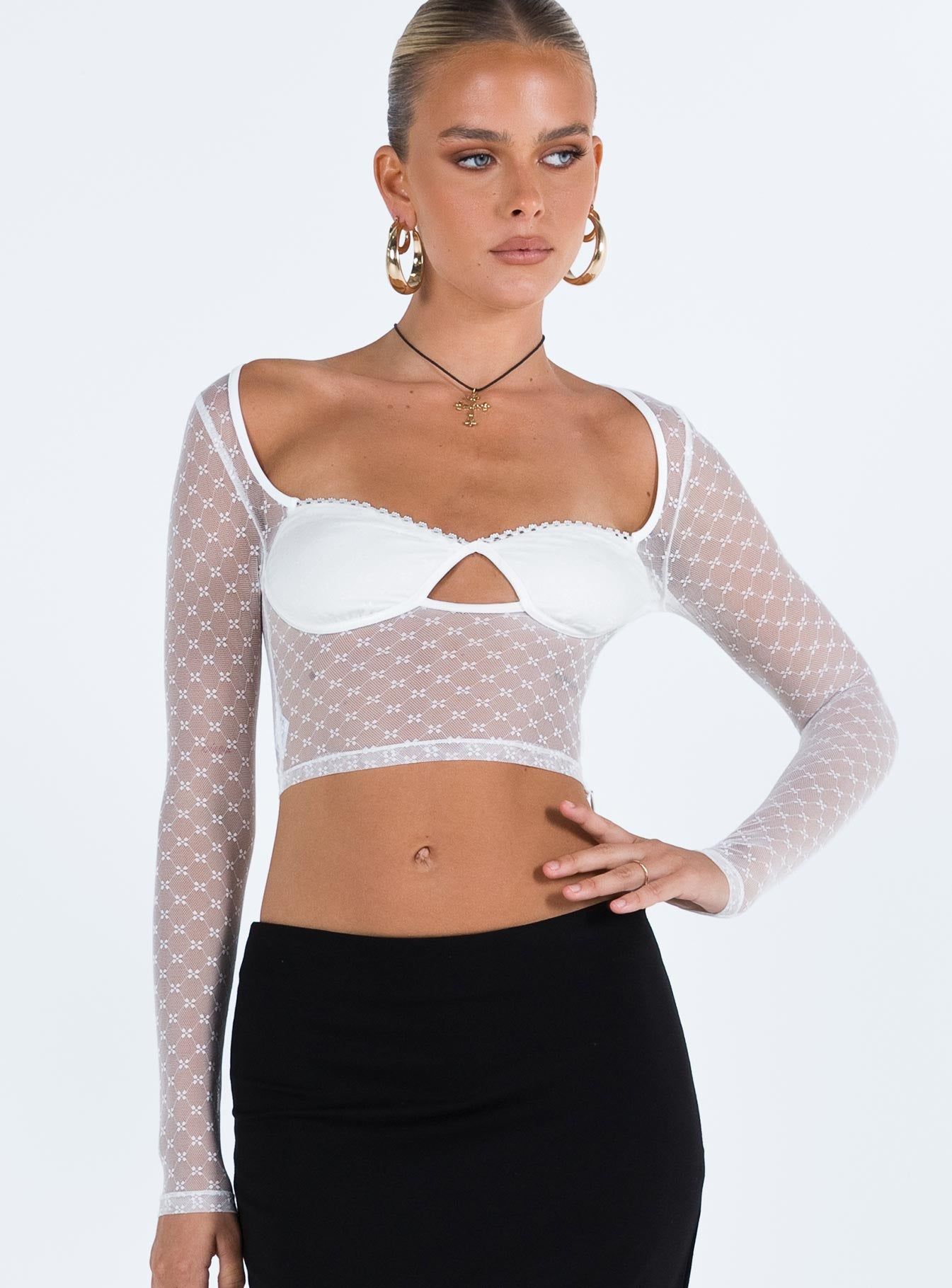 Clapton Long Sleeve Top White sold by Princess Polly product image thumbnail 2
