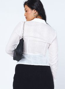 Nial Long Sleeve Top White sold by Princess Polly