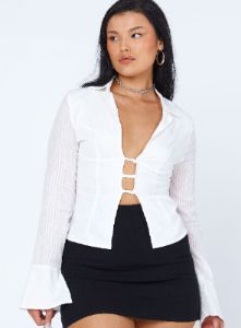 Nial Long Sleeve Top White sold by Princess Polly