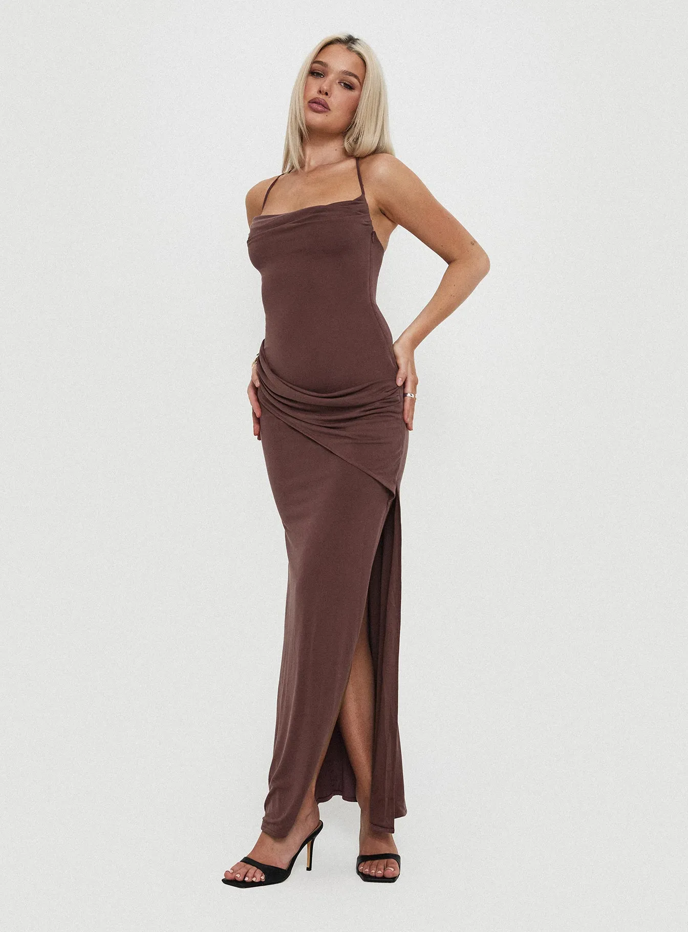 Marchesi Maxi Dress Chocolate sold by Princess Polly