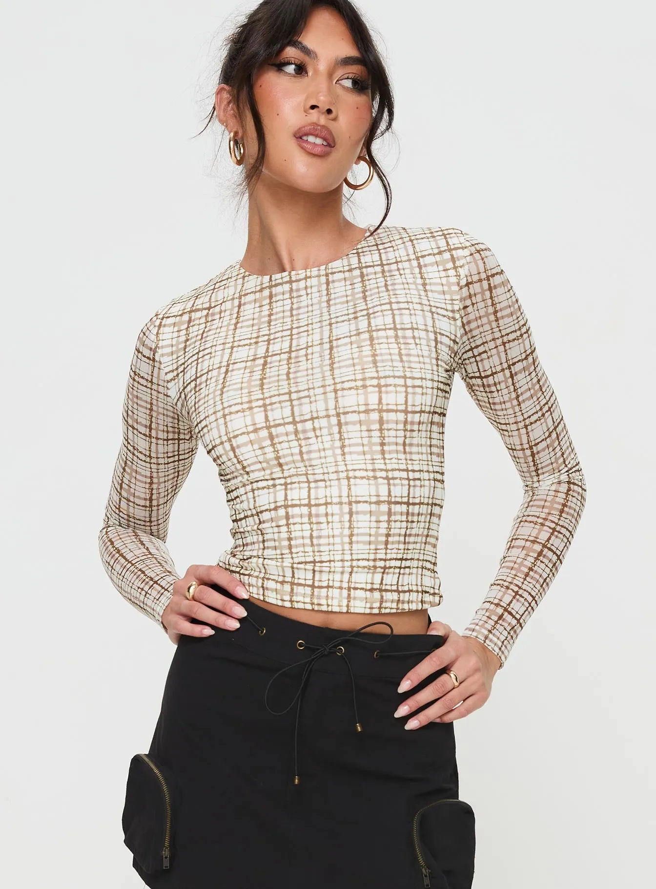 Blissie Long Sleeve Top Beige sold by Princess Polly