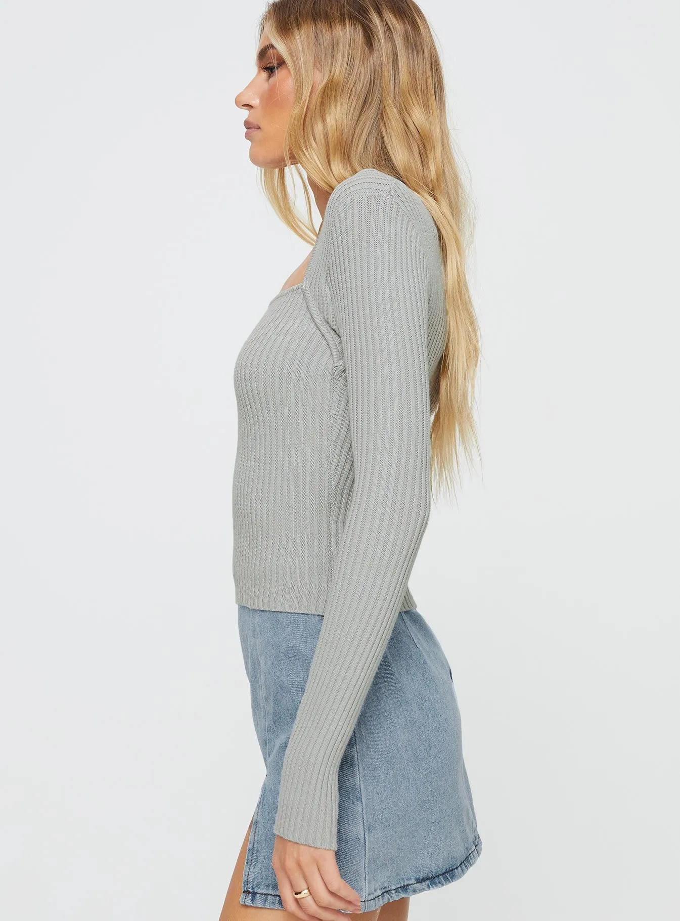 Gleeson Square Neck Long Sleeve Top Grey sold by Princess Polly product image thumbnail 4