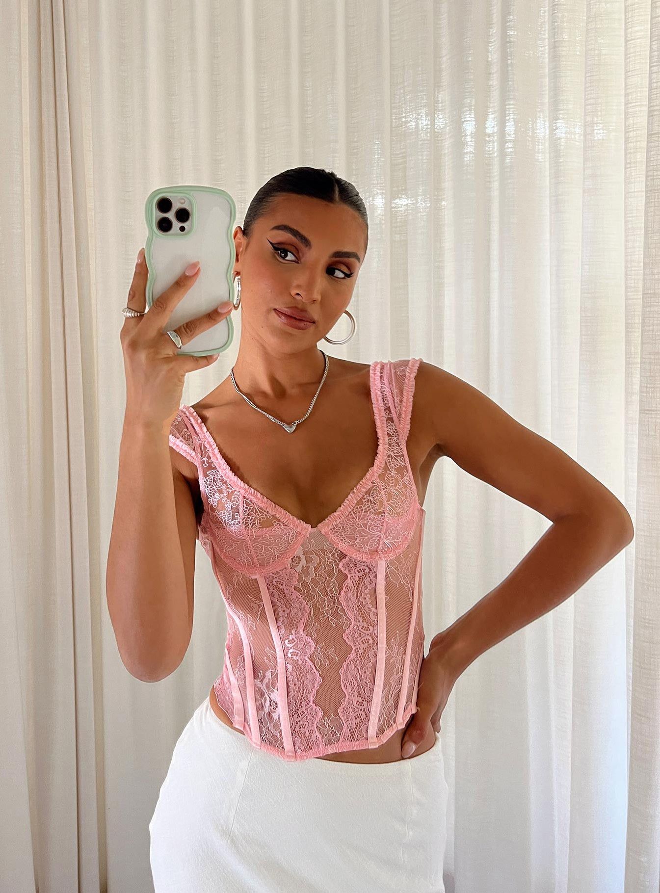 Some Like It Hot Lace Corset Pink sold by Princess Polly