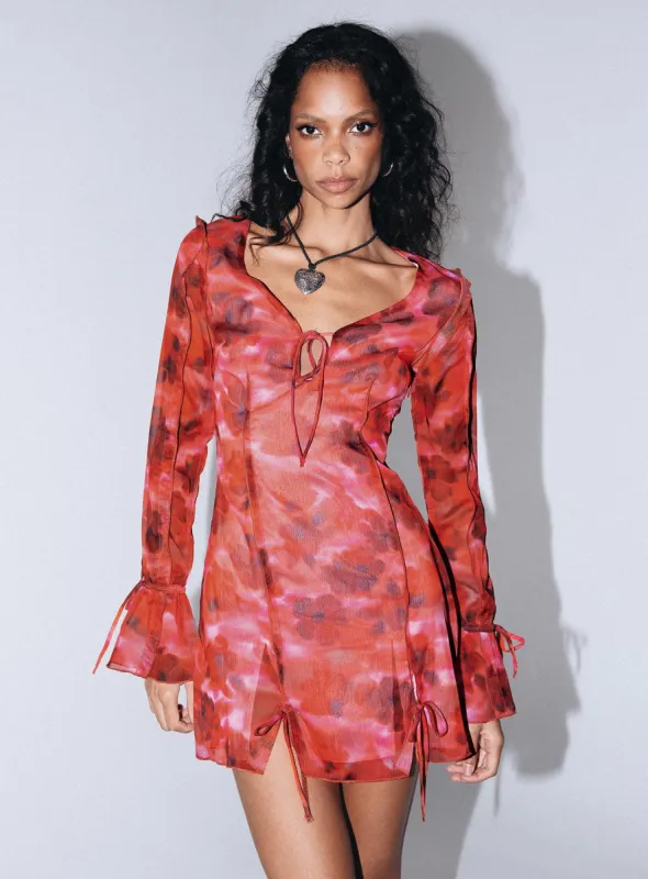 Zahn Long Sleeve Mini Dress Multi sold by Princess Polly
