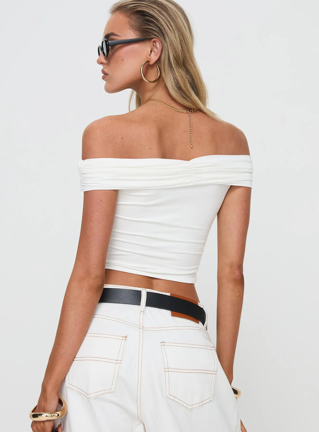 Channel Off The Shoulder Top White sold by Princess Polly product image thumbnail 5