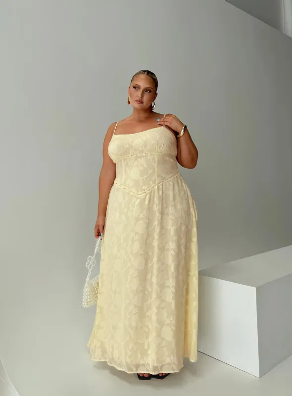 South Of France Maxi Dress Yellow Curve sold by Princess Polly