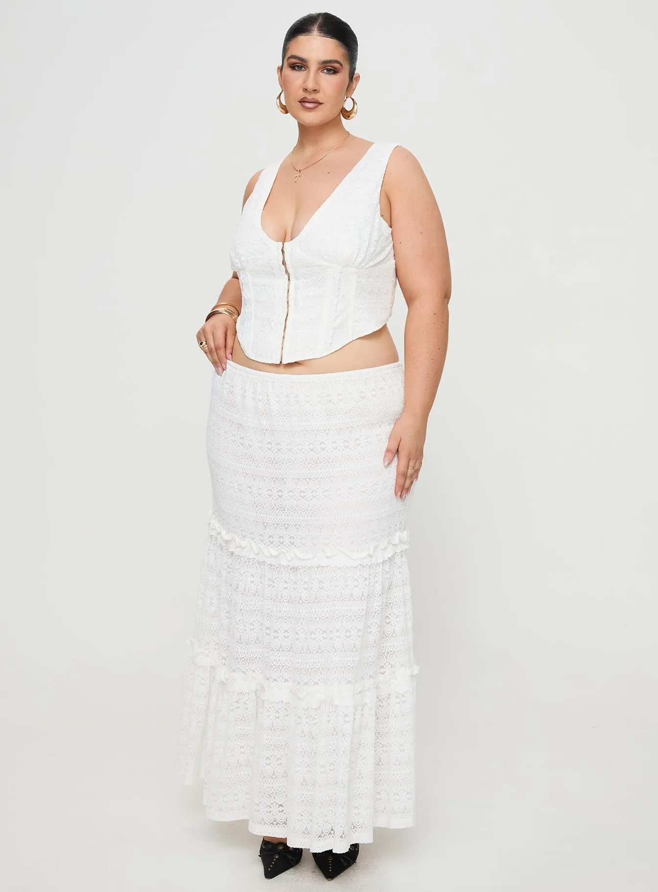 Buttacupe Lace Maxi Skirt White Curve sold by Princess Polly product image thumbnail 2