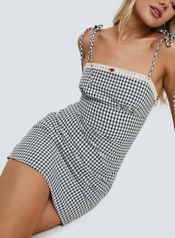 Burkes Mini Dress Black Check sold by Princess Polly