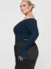 Moreno Off The Shoulder Top Navy Curve sold by Princess Polly