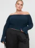Moreno Off The Shoulder Top Navy Curve sold by Princess Polly