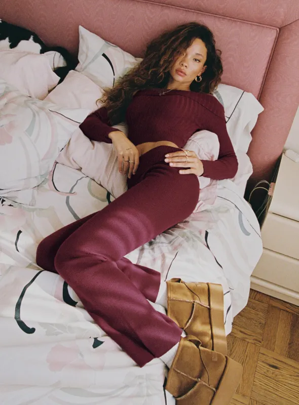 Westaway Pants Burgundy sold by Princess Polly