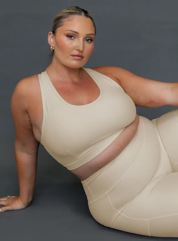 Turbo Activewear Rib Top Latte Curve made by Princess Polly