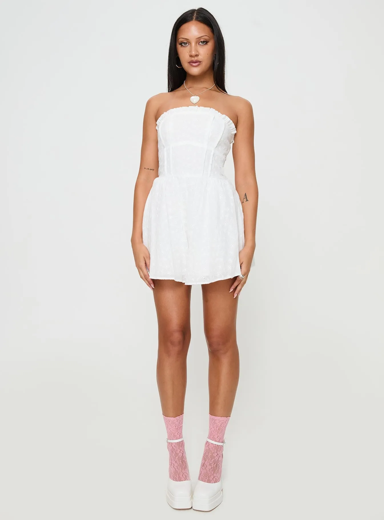 Gian Strapless Romper White sold by Princess Polly product image thumbnail 3