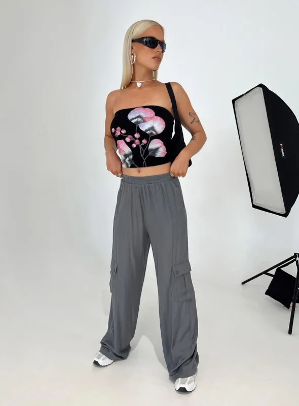 Lista Elastic Pocket Pants Steel sold by Princess Polly